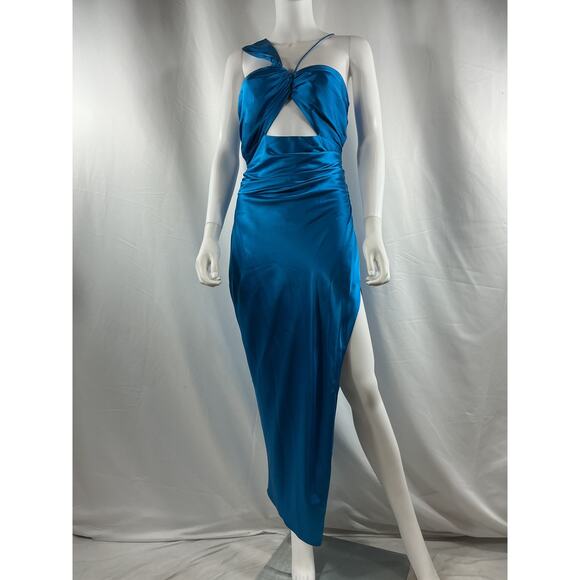 The Sei Asymmetrical 'Bandeau' Blue Silk Dress Size 6 - Picture 2 of 4